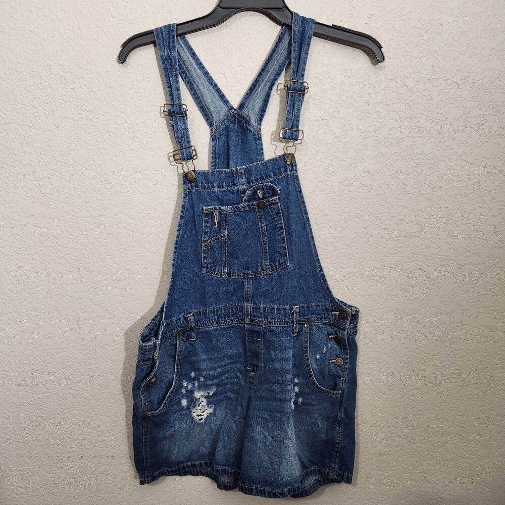 Lei Denim Short Overalls Junior XL Distressed Denim Y2K